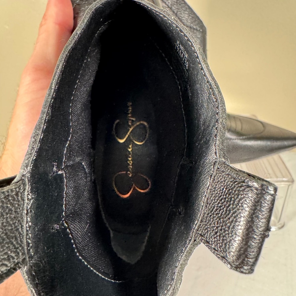 Jessica Simpson Ankle Boots Womens 7.5 Black Nelda Western Pointed‎ Kitten Heel - Picture 8 of 9